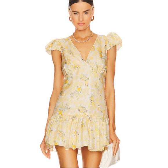 LoveShackFancy Dresses & Skirts - NWT LoveShackFancy Russ Silk Mini Dress in Lemon Daydream, $395! Size 10